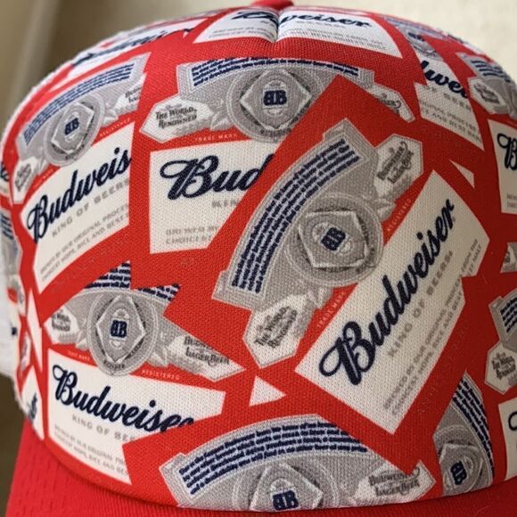 Vintage Budweiser Mesh Trucker Hat 80s King of Beers Bud Hat - Picture 2 of 5
